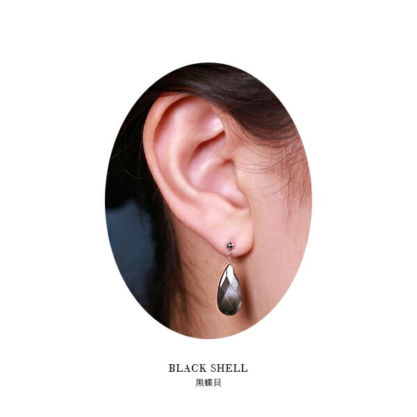 ピアス   3MM半丸 9X18MM P/S 黒蝶貝