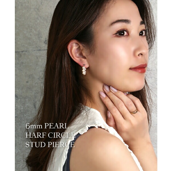 ピアス   3MM半丸 キャッチフープ 6MM 淡水P