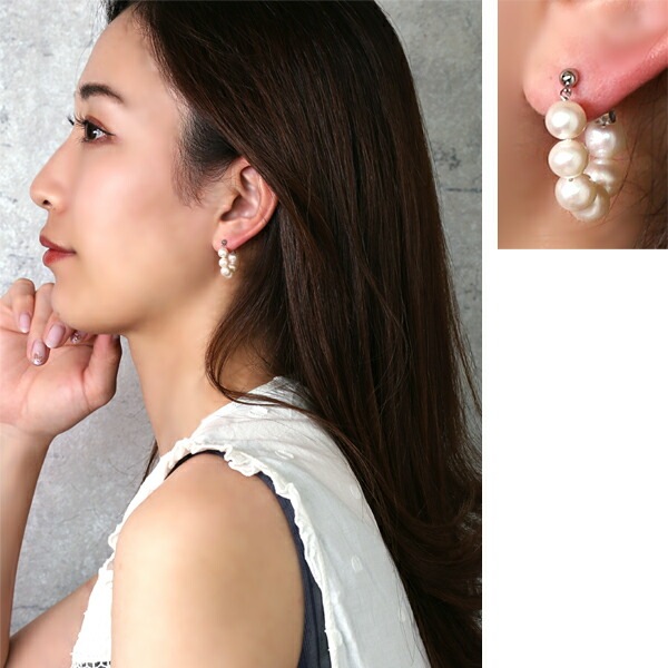 ピアス   3MM半丸 キャッチフープ 6MM 淡水P