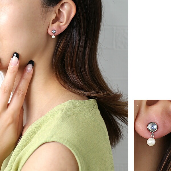 ピアス   覆輪 4MM Bムーン/4MM 淡水P