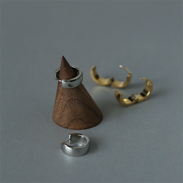 【片耳販売】甲丸フープ 中折れ式ピアス 5mm×15mm