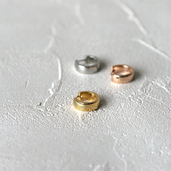 【片耳販売】甲丸フープ 中折れ式ピアス 5mm×15mm