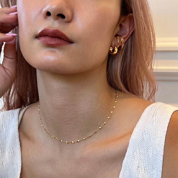 【片耳販売】甲丸フープ 中折れ式ピアス 5mm×15mm