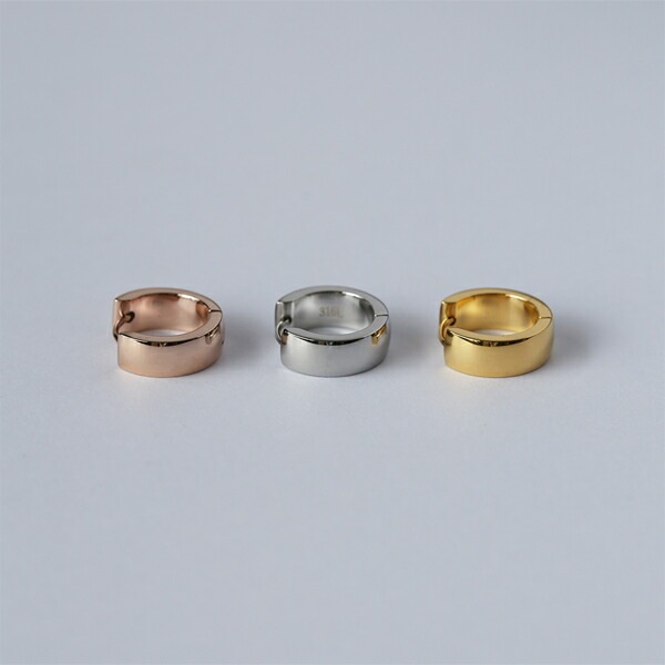 【片耳販売】甲丸フープ 中折れ式ピアス 5mm×15mm