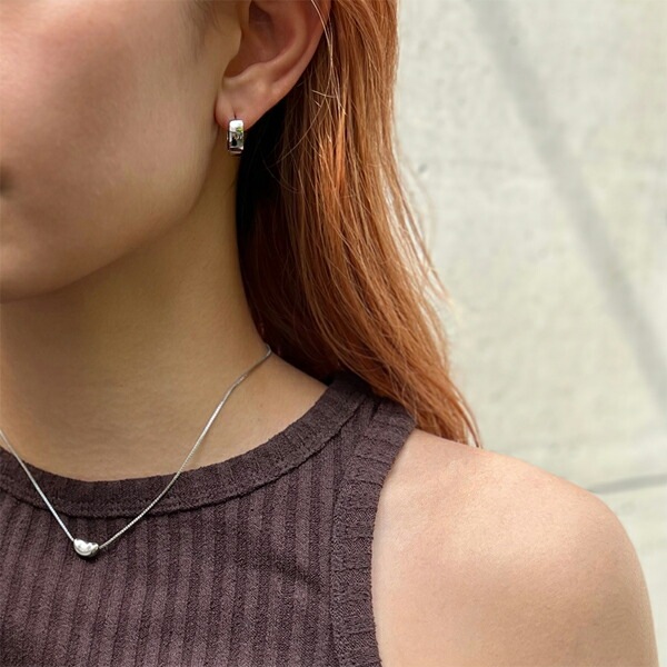 【片耳販売】甲丸フープ 中折れ式ピアス 5mm×15mm