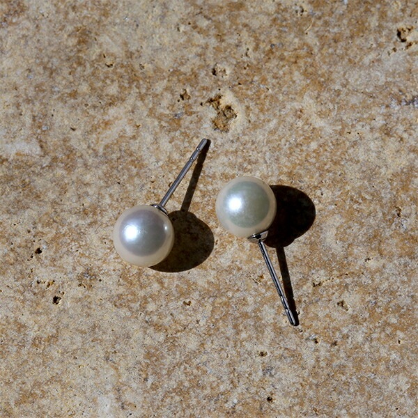【片耳販売】あこや真珠 スタッドピアス ［8mm］