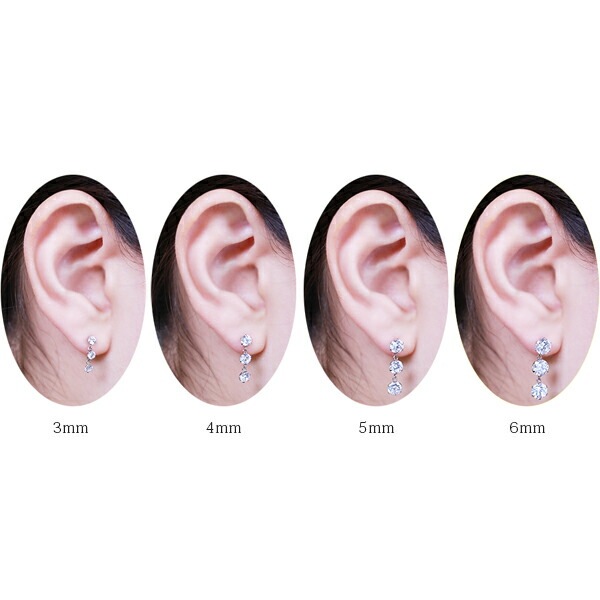 【片耳販売】キュービック 3連ピアス