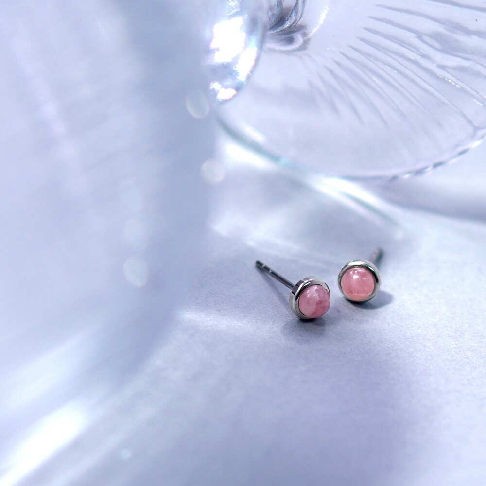 ピアス 金属アレルギー対応 セカンドピアス ファーストピアス レディース 誕生日 プレゼント ステンレス316 キャッチ ピアス 天然石 ロードクロサイト【片耳用】