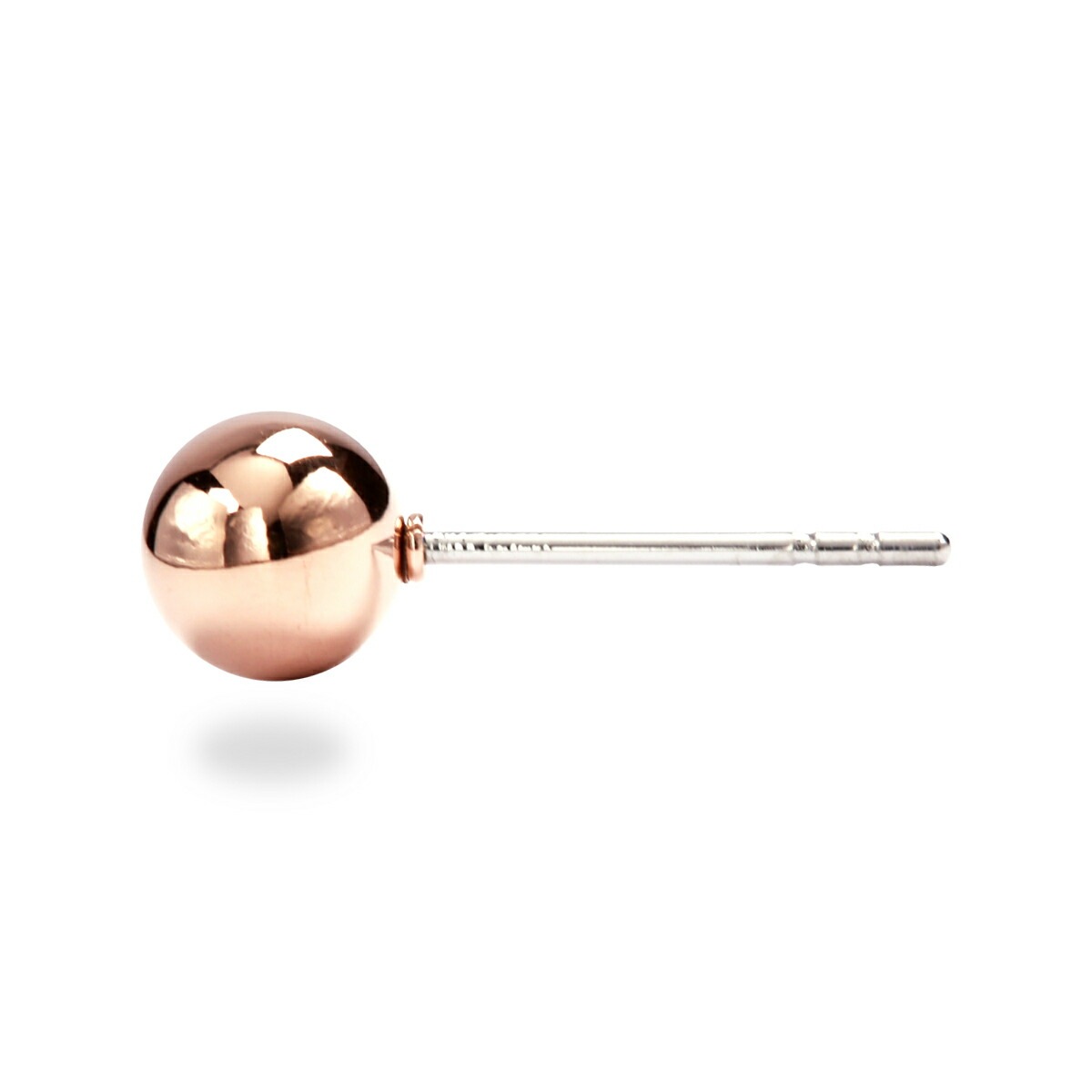 【片耳販売】丸玉 スタッドピアス 6mm 【ピンクゴールド色】