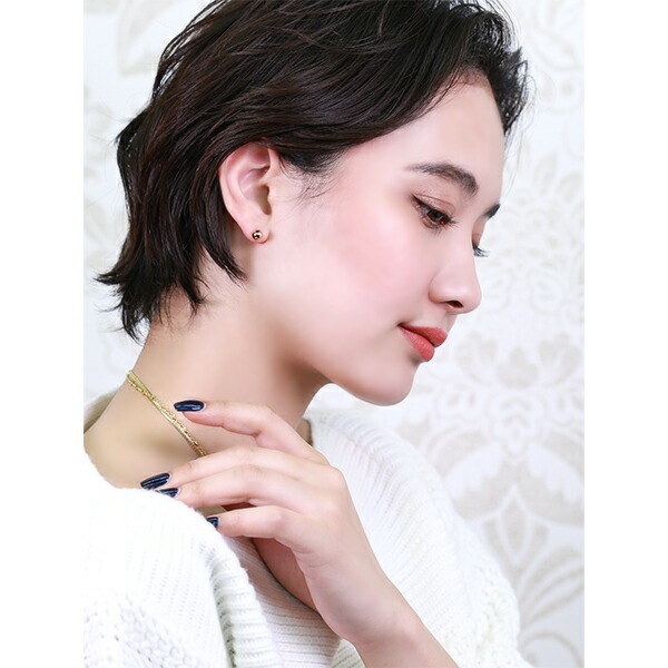 【片耳販売】丸玉 スタッドピアス 6mm 【ピンクゴールド色】