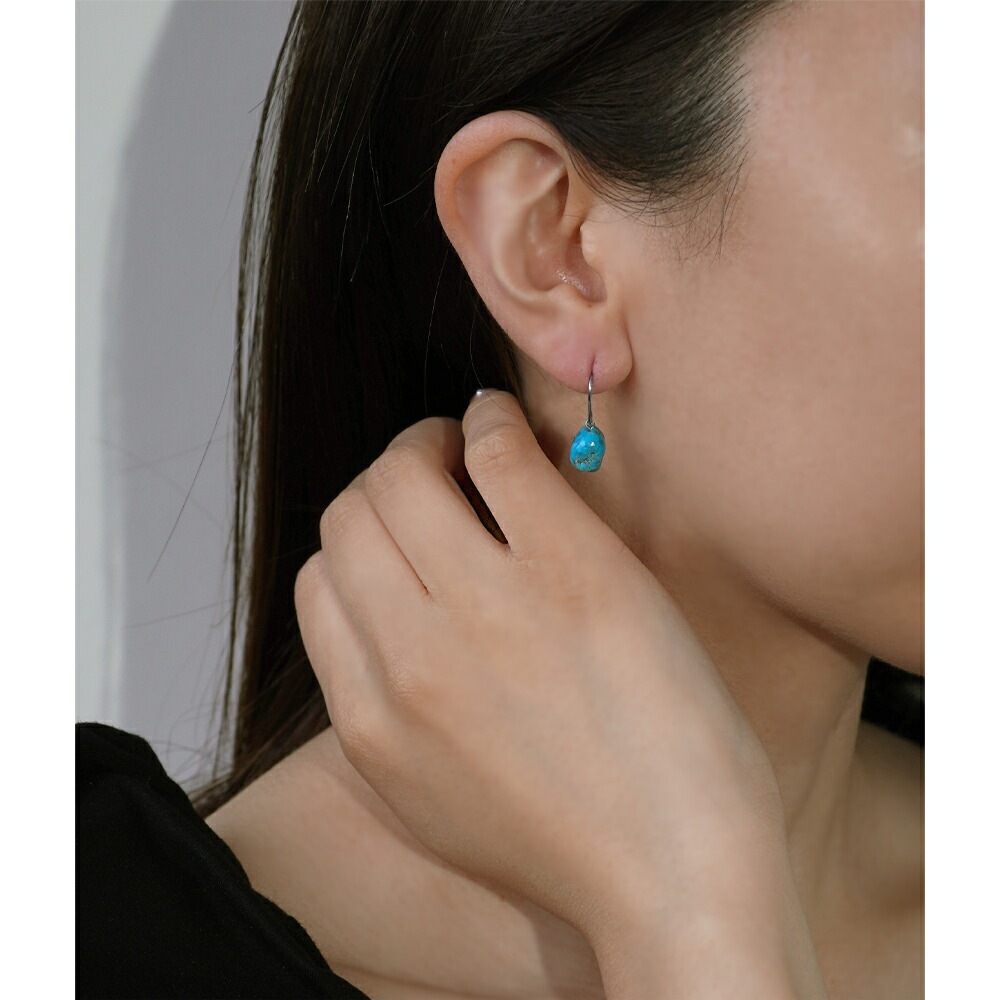 ピアス   WRフック(小) 7*10MM ターコイズ ナゲットC