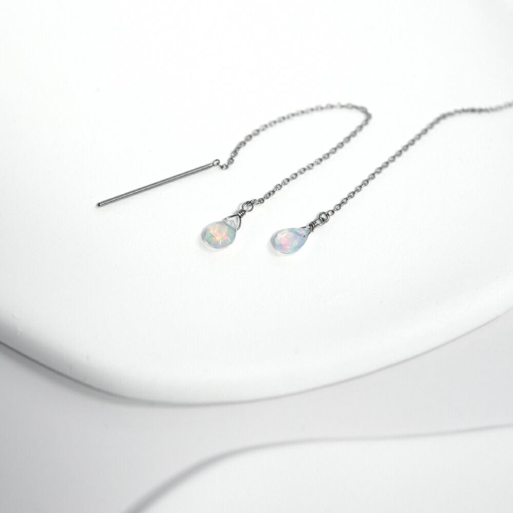 ピアス   ストーレート 4X6MM P/S ブリオ オパール