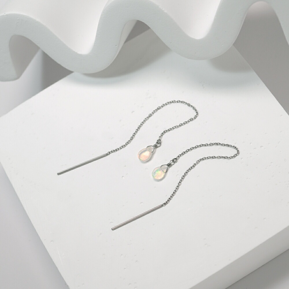 ピアス   ストーレート 4X6MM P/S ブリオ オパール