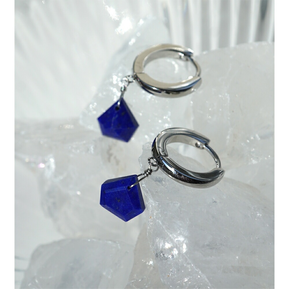 ピアス   2X13 中折 8MM ペンタゴン ラピス