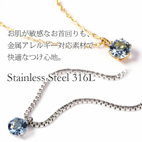 ペンダントトップ 金属アレルギー対応 ペントップ レディース 誕生日 プレゼント ステンレス316 トップ 天然石 誕生石(03月) アクアマリン