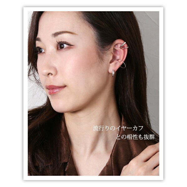 【片耳販売】《TypeB》ダイヤモンドカット フープ 中折れ式ピアス 3mm×15mm