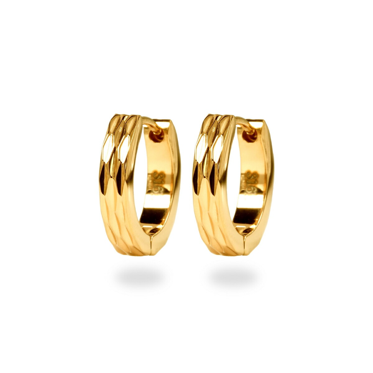 【片耳販売】《TypeB》ダイヤモンドカット フープ 中折れ式ピアス 3mm×15mm