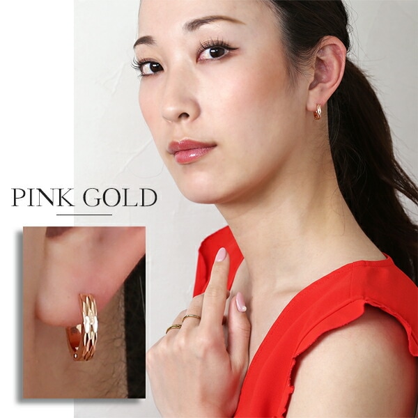 【片耳販売】《TypeB》ダイヤモンドカット フープ 中折れ式ピアス 3mm×15mm