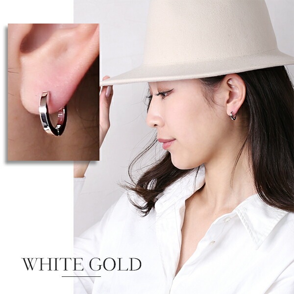 【片耳販売】平打ちフープ 中折れ式ピアス 2mm×15mm