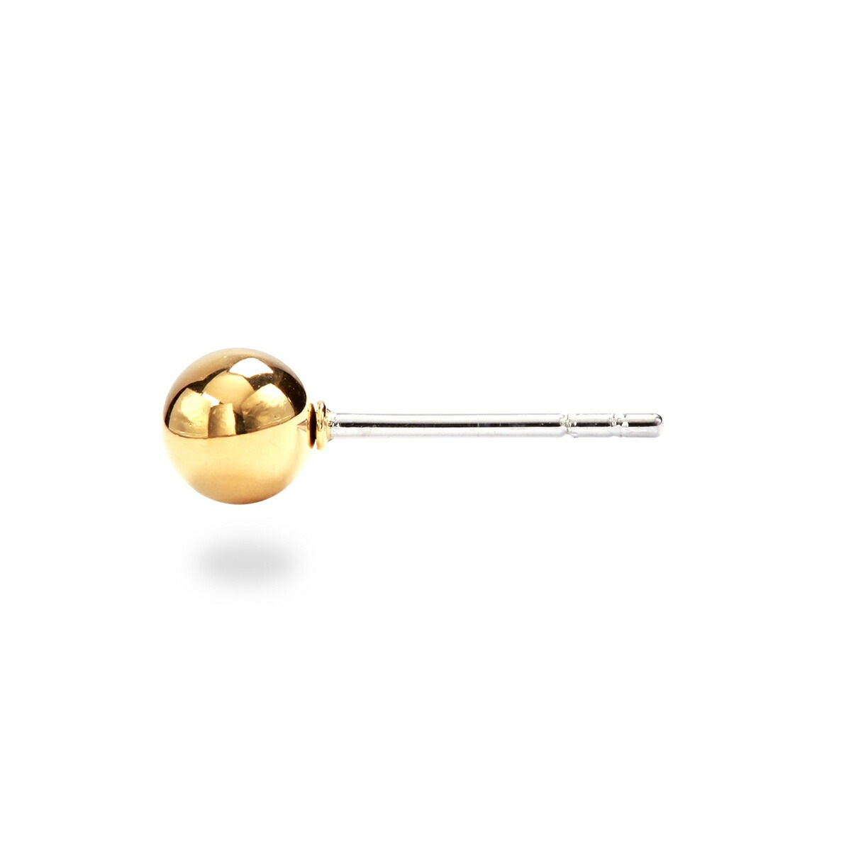 【片耳販売】丸玉 スタッドピアス 5mm 【イエローゴールド色】