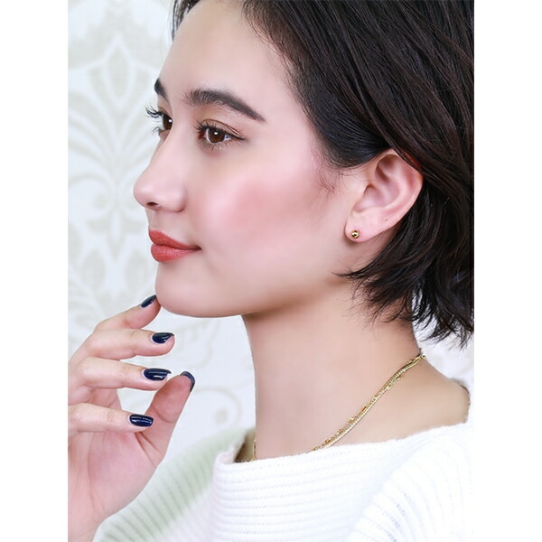 【片耳販売】丸玉 スタッドピアス 5mm 【イエローゴールド色】