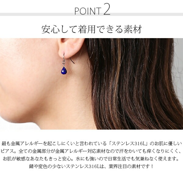 ピアス   WRフック(小) 5X8.5MM ブリオ ラピス