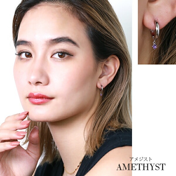 天然石 フープ 中折れ式ピアス ［3mm］