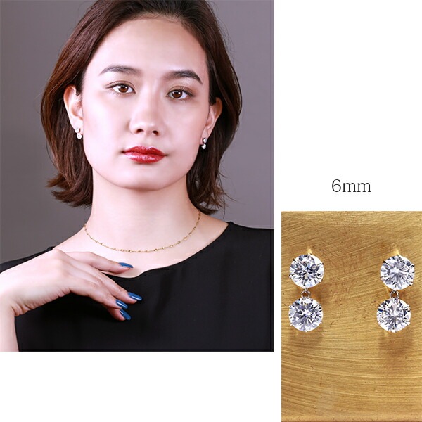 【片耳販売】キュービック 2連ピアス