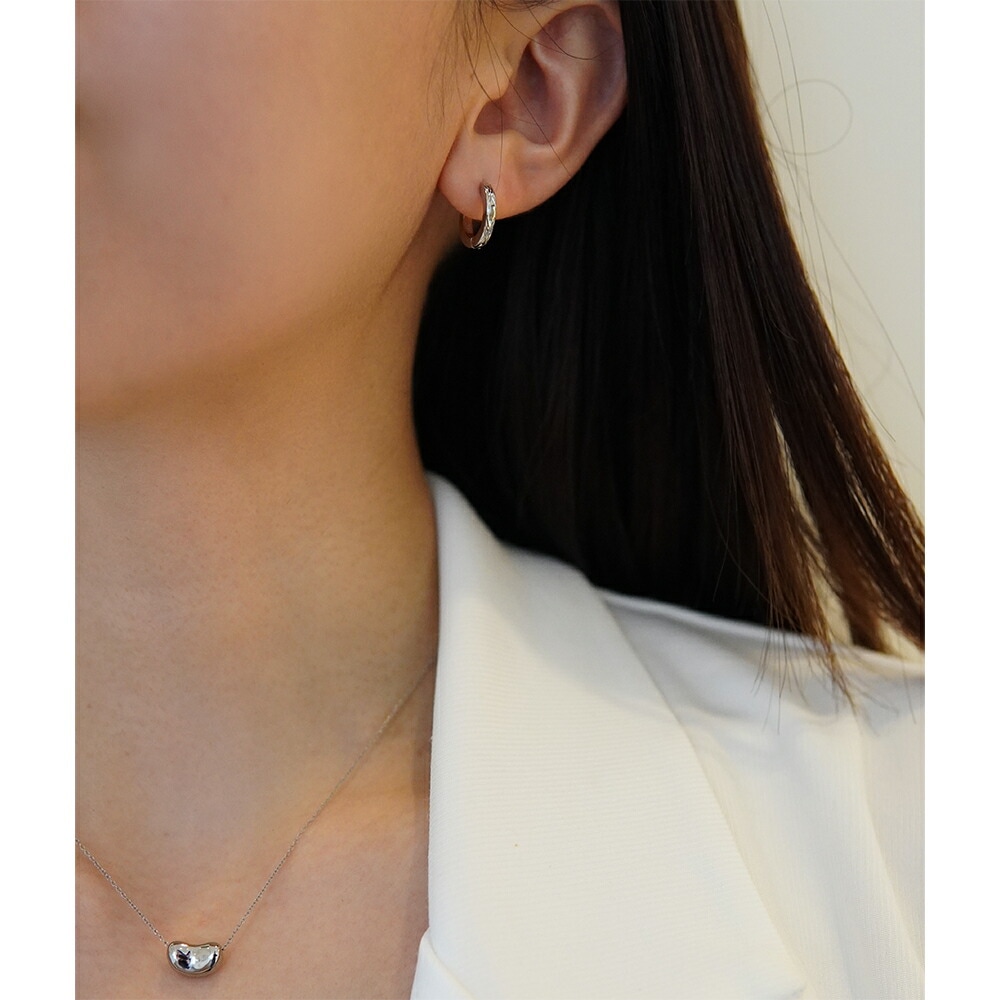 【片耳販売】《TypeD》ダイヤモンドカット フープ 中折れ式ピアス 2mm×13mm
