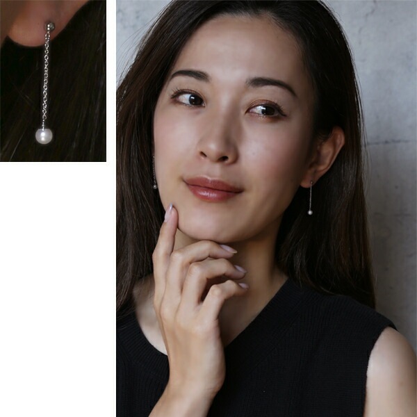 ピアス   3MM半丸 4MM 淡水P ロングチェーン