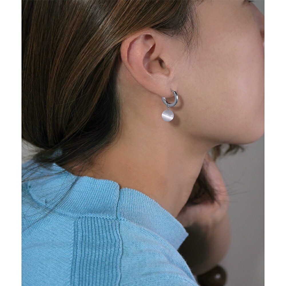 ピアス   2X13 中折 8MM セレナイト 丸玉 貫通