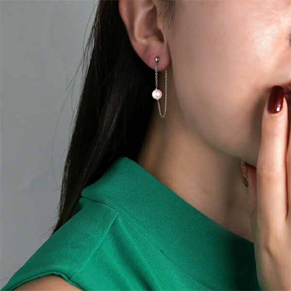 ピアス   3MM半丸 キャッチフープ 6MM 淡水P
