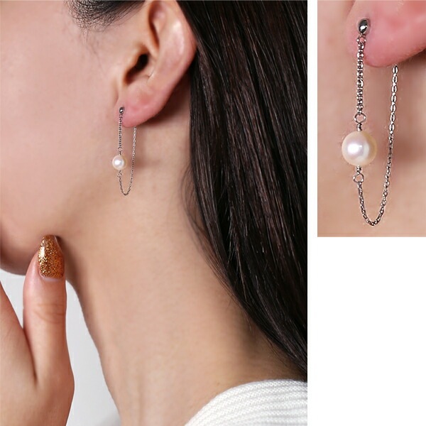 ピアス   3MM半丸 キャッチフープ 6MM 淡水P