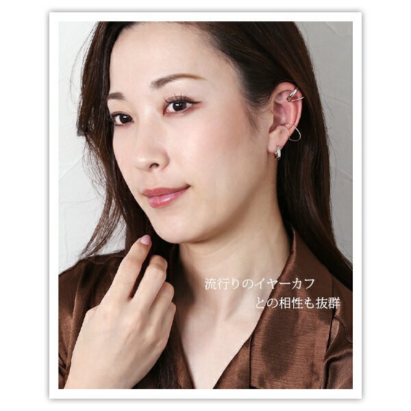 【片耳販売】《TypeD》ダイヤモンドカット フープ 中折れ式ピアス 3mm×15mm