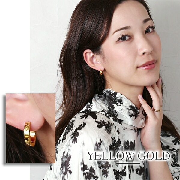 【片耳販売】《TypeD》ダイヤモンドカット フープ 中折れ式ピアス 3mm×15mm