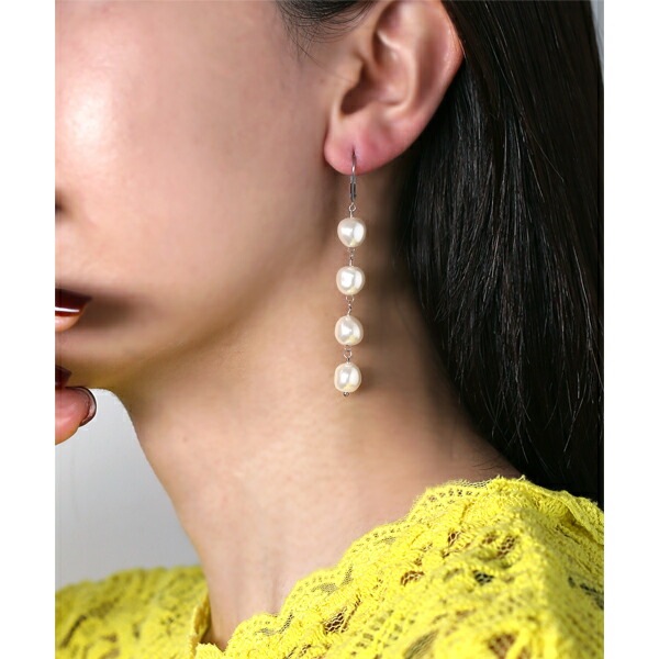 ピアス   GMフック 8MM バロック風 Pパール 4連