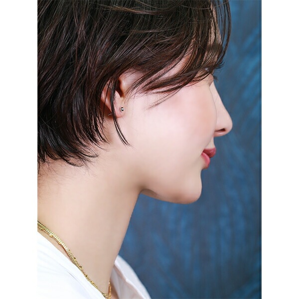 【片耳販売】丸玉 スタッドピアス 4mm 【ホワイトゴールド色】