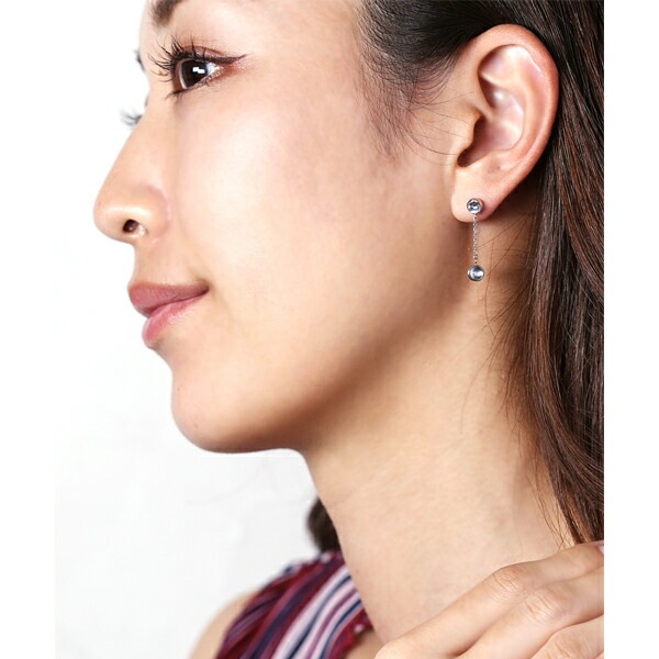 ピアス   覆輪 4MM Bムーン 2連