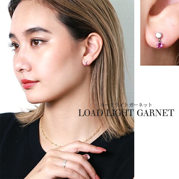 天然石×キュービック 2連 スタッドピアス ［3mm］
