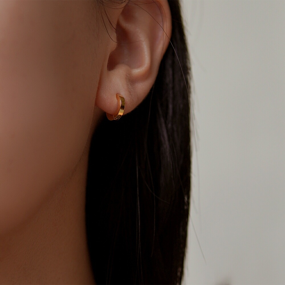 【片耳販売】平打ちフープ 中折れ式ピアス 2mm×10mm