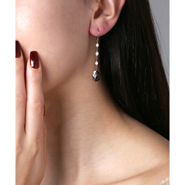 ピアス WRフック 8X10MM 黒蝶貝/淡水パール