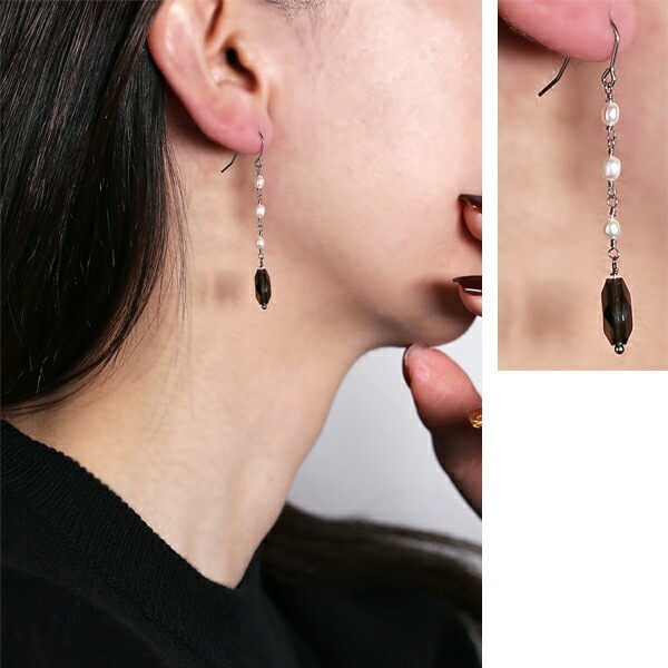 ピアス WRフック 8X10MM 黒蝶貝/淡水パール