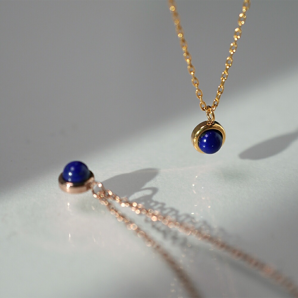 ラピスラズリ カボションカット  覆輪風 ペンダントトップ ［3mm］