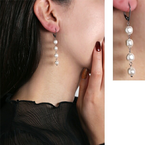 ピアス   GMフック 6MM バロック風 Pパール 4連