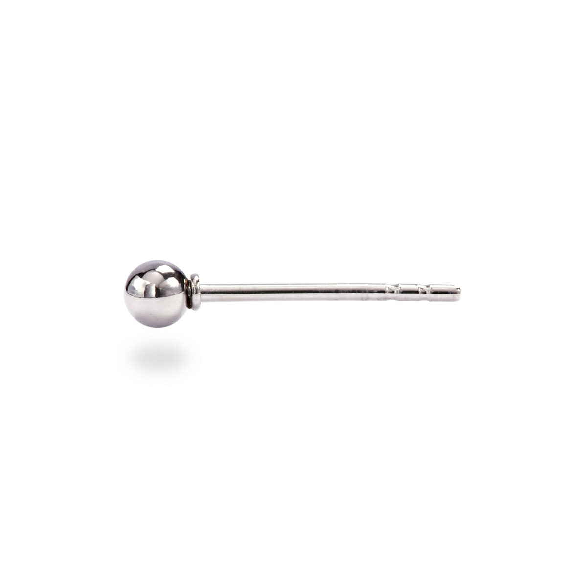 【片耳販売】丸玉 スタッドピアス 3mm 【ホワイトゴールド色】