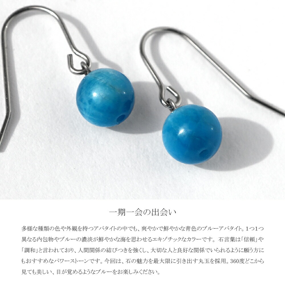 ピアス   WRフック(小) 6MM ブルーアパタイト WG色