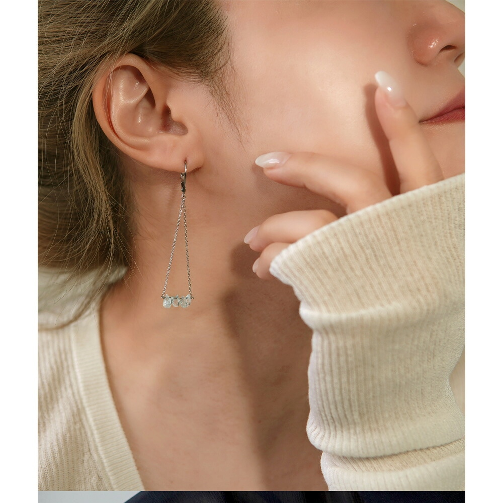 ピアス WRフック(小) 3*5MM アクアマリン ブリオ