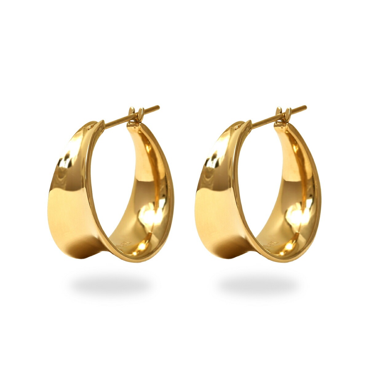 【片耳販売】ワイドメタル フープクロッシングピアス