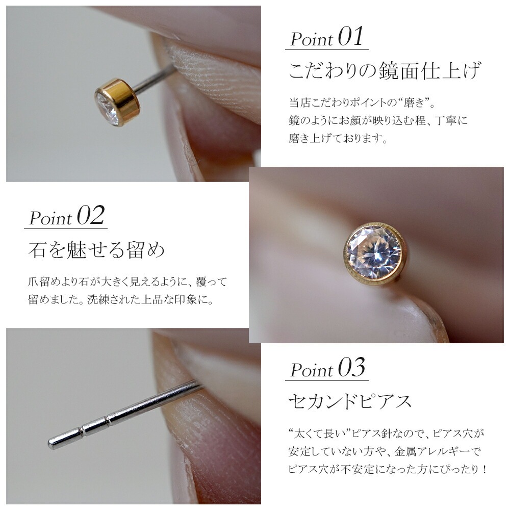 覆輪風 キュービック スタッドピアス
