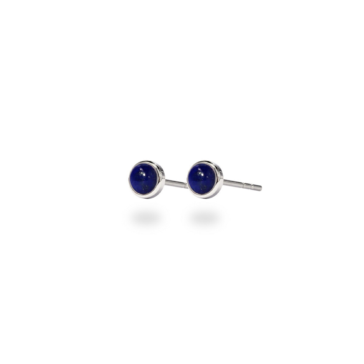 ラピスラズリ カボションカット  覆輪風 スタッドピアス ［3mm］